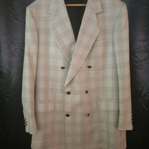 Brioni Roman Style Blazer Mens 42L Wool Glen Plaid Double Breasted Peak Lapel